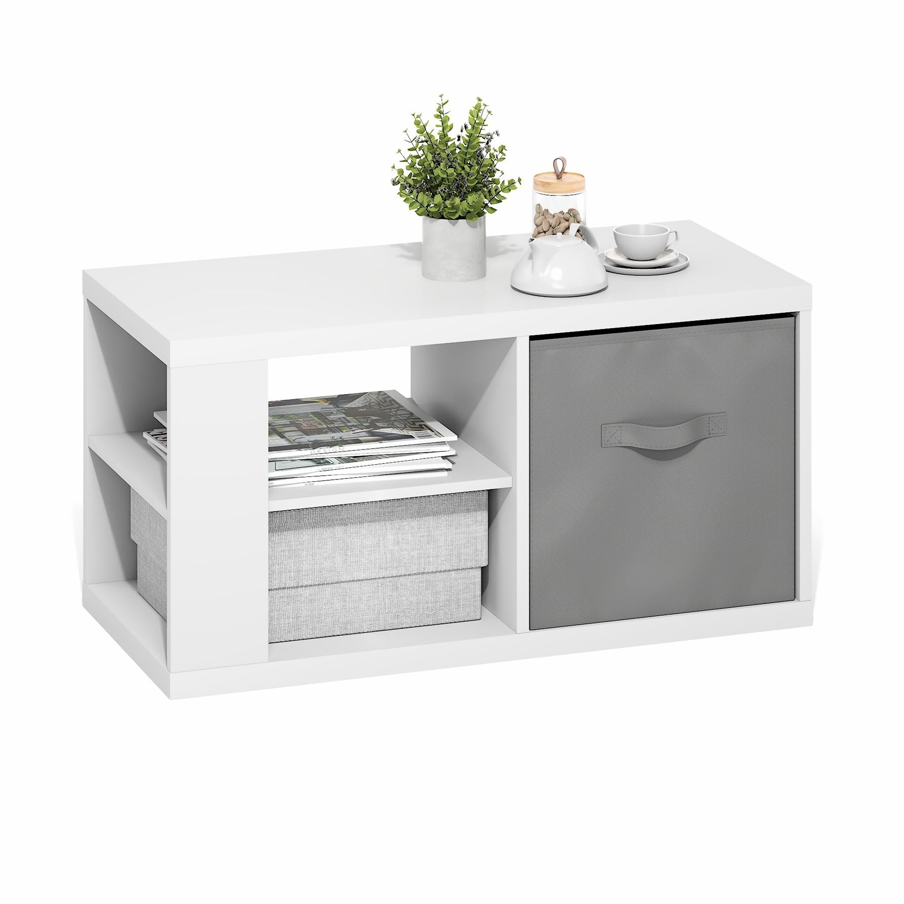 Furinno CLASSIC Coffee Table, Modern Rectangle Coffee Table with 1.8" Triple Thick Tabletop, Side Table, Toolless Assembly, for Living Room, Home Office, Black