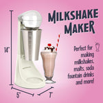 Nostalgia Two-Speed Electric Milkshake Maker and Drink Mixer, Includes 16-Ounce Stainless Steel Mixing Cup & Rod, Jade Green