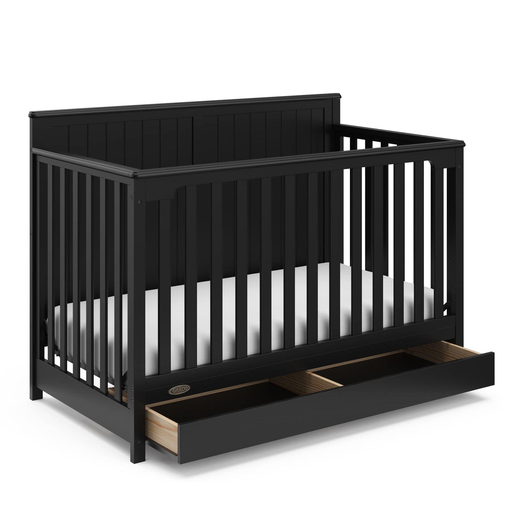 Graco Hadley 5-in-1 Convertible Crib with Drawer – GREENGUARD Gold Certified, Fits Standard Crib Mattress, Converts to Toddler Bed, Daybed and Full Bed, 4 Adjustable Mattress Heights (White)