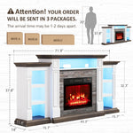 Naice 72" Electric Fireplace with Mantel and Cabinets, Fireplace TV Stand for Living Room Bedroom, Stacked Stone Surround and Remote Control 3D Realistic Flame, Black