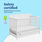 Graco Hadley 5-in-1 Convertible Crib with Drawer – GREENGUARD Gold Certified, Fits Standard Crib Mattress, Converts to Toddler Bed, Daybed and Full Bed, 4 Adjustable Mattress Heights (White)