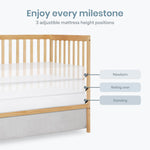 Dream On Me Synergy 5-in-1 Convertible Full-Size Baby Crib with Toddler, Day & Full Bed Conversion in White, GreenGuard Gold & BSA, 3 Mattress Heights, Sustainable Pinewood