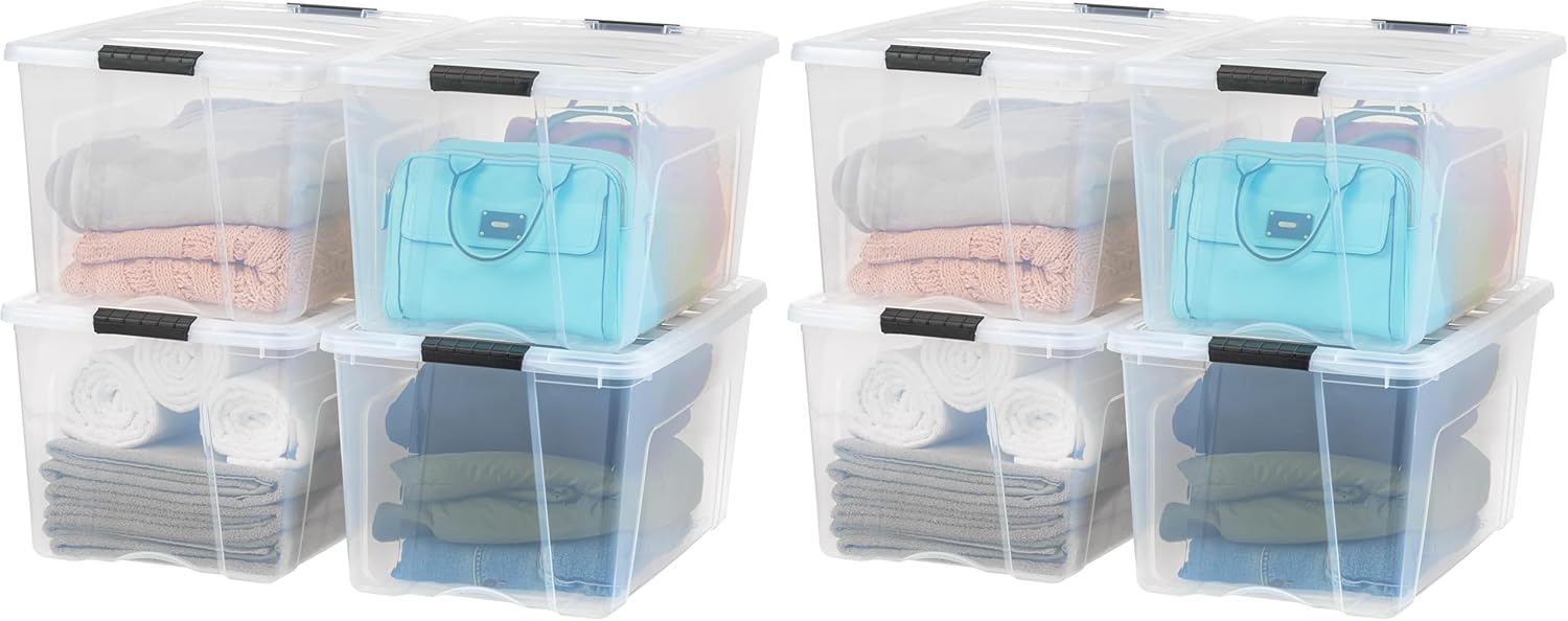 IRIS USA 6-Pack 6 Quart Storage Bins with Lids | Transparent design makes contents easy to find. Ideal for shoes, photos, documents, and small essentials. Nestable design