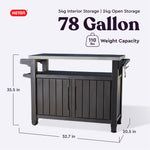 Keter Unity XL Portable Outdoor Table with Stainless Steel Top for Kitchen Prep and Outdoor Storage Cabinet for Grilling Accessories, Dark Grey