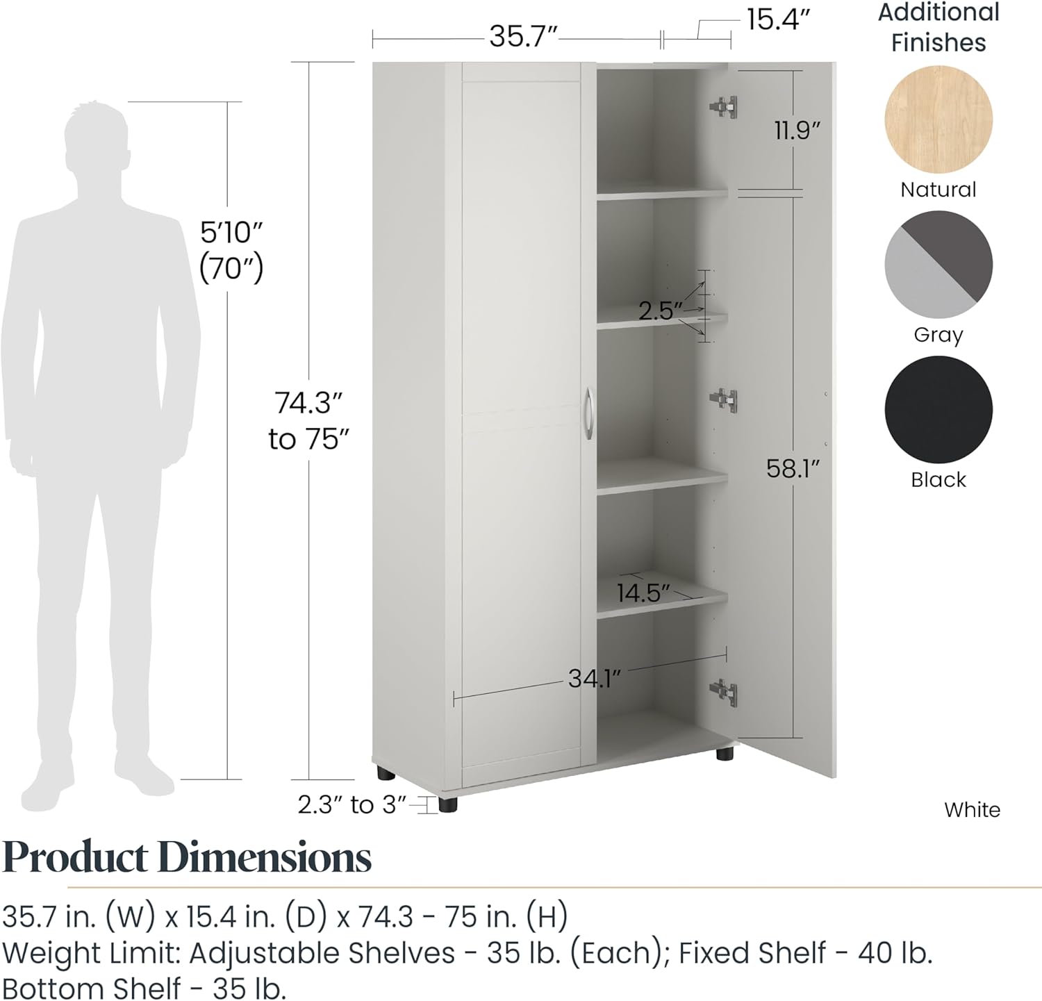 SystemBuild Callahan 36" Utility Storage Cabinet in White