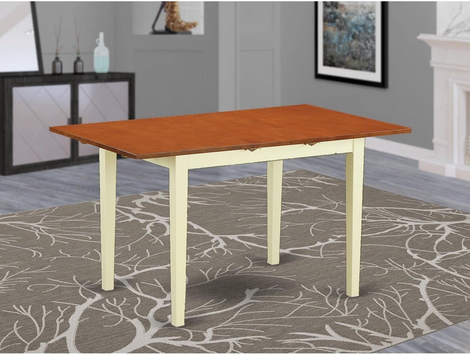 East West Furniture NFT-MAH-T Norfolk Dining Room Table - a Rectangle kitchen Table Top with Butterfly Leaf, 32x54 Inch, Mahogany