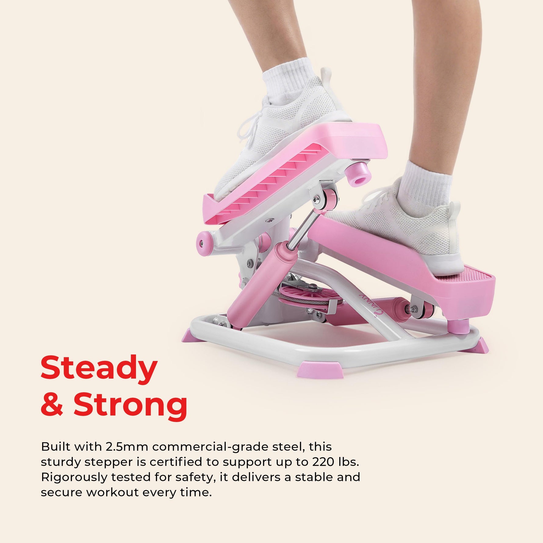 Sunny Health & Fitness Mini Steppers with Digital Monitor and Resistance Bands, Compact Low-Impact Cardio Machines for Home Workouts