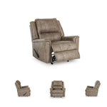 Signature Design by Ashley Skymaker Modern Faux Leather Manual Rocker Recliner with Track Arms, Dark Brown