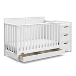 Graco Hadley 5-in-1 Convertible Crib with Drawer – GREENGUARD Gold Certified, Fits Standard Crib Mattress, Converts to Toddler Bed, Daybed and Full Bed, 4 Adjustable Mattress Heights (White)