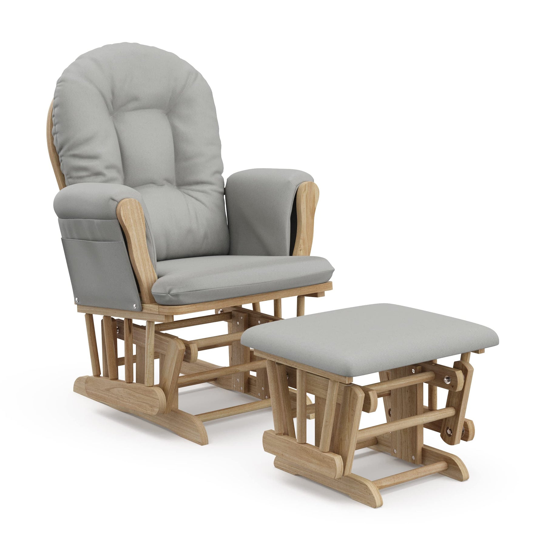 Storkcraft Premium Hoop Glider & Ottoman (Espresso with Beige) — GREENGUARD Gold Certified, Solid Wood Craftsmanship, Convenient Storage Pockets, Glider Rocking Chair for Nursery, Multi-Award-Winning