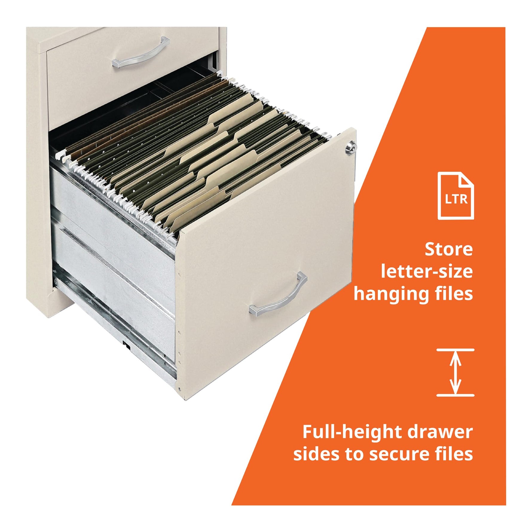 NuSparc 2 Drawer Locking Filing Cabinet | Pre-Assembled Steel Construction | Space-Saving Design is Perfect for Home and Small Office | Letter-Size | Assembled in North America