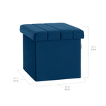 Seville Classics Cushioned Fabric Ottoman Hidden Storage Chest Footrest Chair, Padded Seat for Bedroom, Dorm, Loft, Living Room, Entryway, Hallway, Blue Velvet, 30" Bench