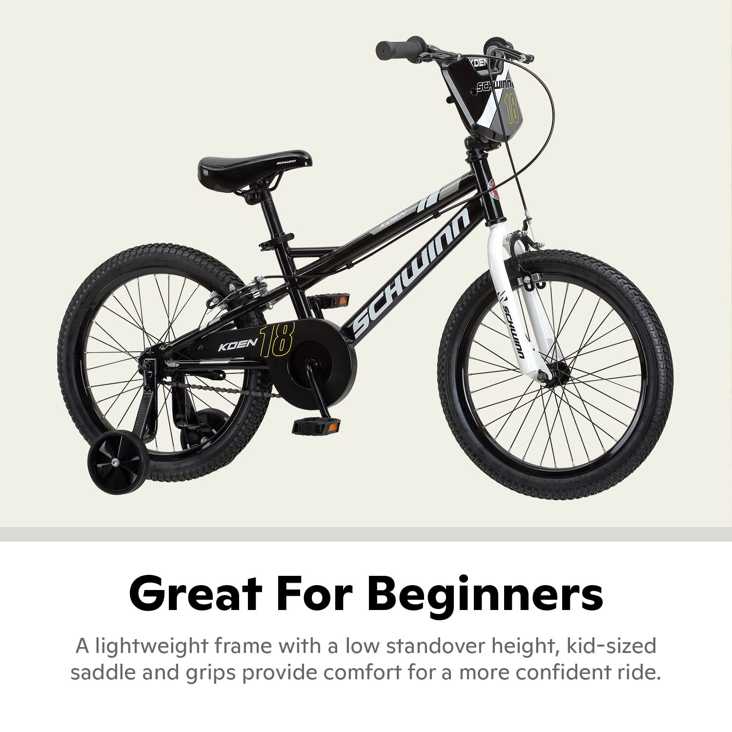 Schwinn Koen Bike, 16 Inch Bike for Kids Ages 3-7, SmartStart Ergonomic Design for Kids, Adjustable Seat Grows with your Child, Rear Coaster Brake and Front Caliper Brake, Training Bicycle