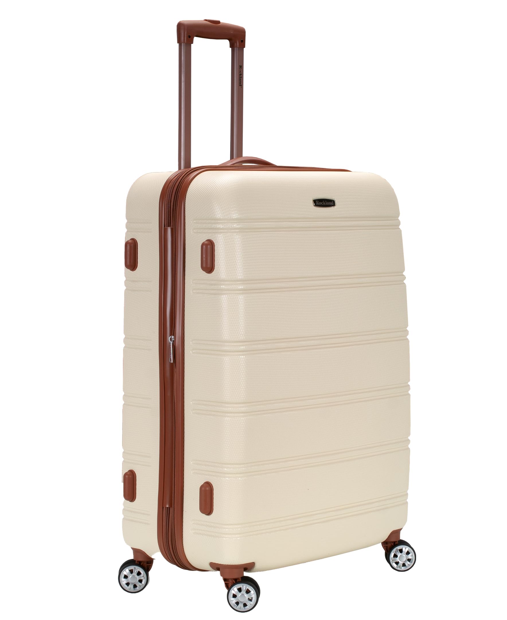 Rockland Melbourne Hardside Expandable Spinner Wheel Luggage, Checked Large 28", Black