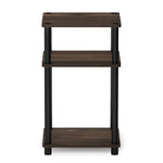 Furinno JUST Side Table, 3-Tier End Table, Open Shelves Night Stand, Bedside Table, Toolless Assembly, for Living Room, Bedroom, Bathroom, Columbia Walnut