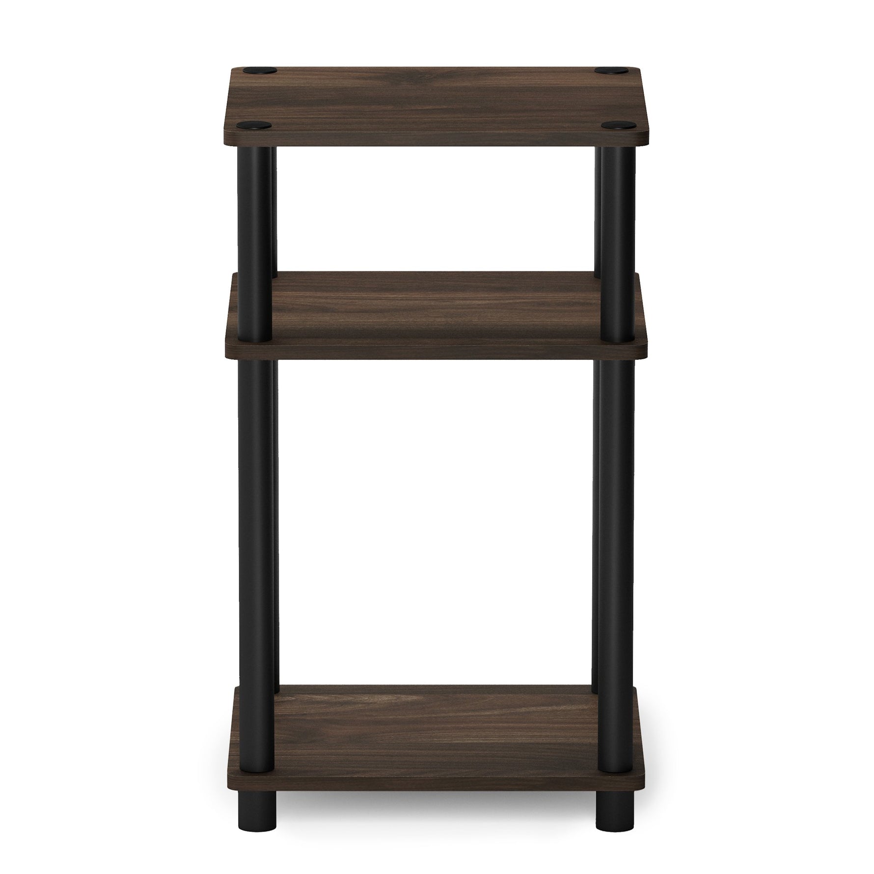 Furinno JUST Side Table, 3-Tier End Table, Open Shelves Night Stand, Bedside Table, Toolless Assembly, for Living Room, Bedroom, Bathroom, Columbia Walnut