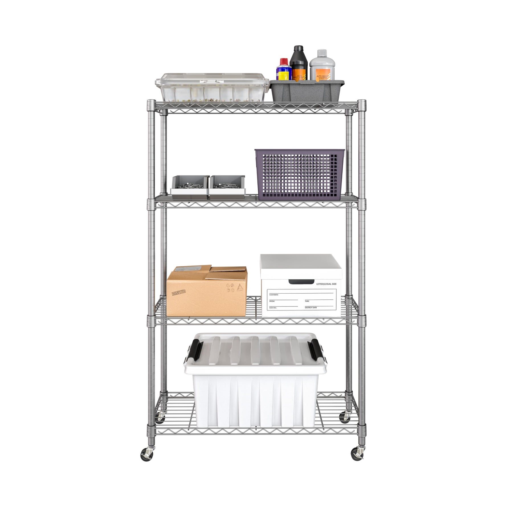 5-Tier Steel Wire Shelving, 30"W x 14"D x 61.5"H | Durable solid steel wire storage rack with adjustable shelves featuring 300 pounds per shelf weight capacity for home use