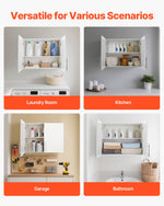 VEVOR Laundry Room Wall Cabinet, 2-Tier Wall Mounted Hanging Cabinet with Adjustable Shelf, Cupboard Storage with 2 Doors, for Kitchen, Bathroom, Laundry, 11.8 x 23.6 x 23.6 in (D x W x H), White
