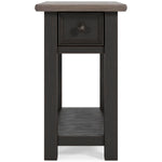 Signature Design by Ashley Bolanburg Chairside End Table With Charging Station, Two-Tone Wood Accent Table With Drawer Storage, Plank Top Design for Living Room or Bedroom, Antique White