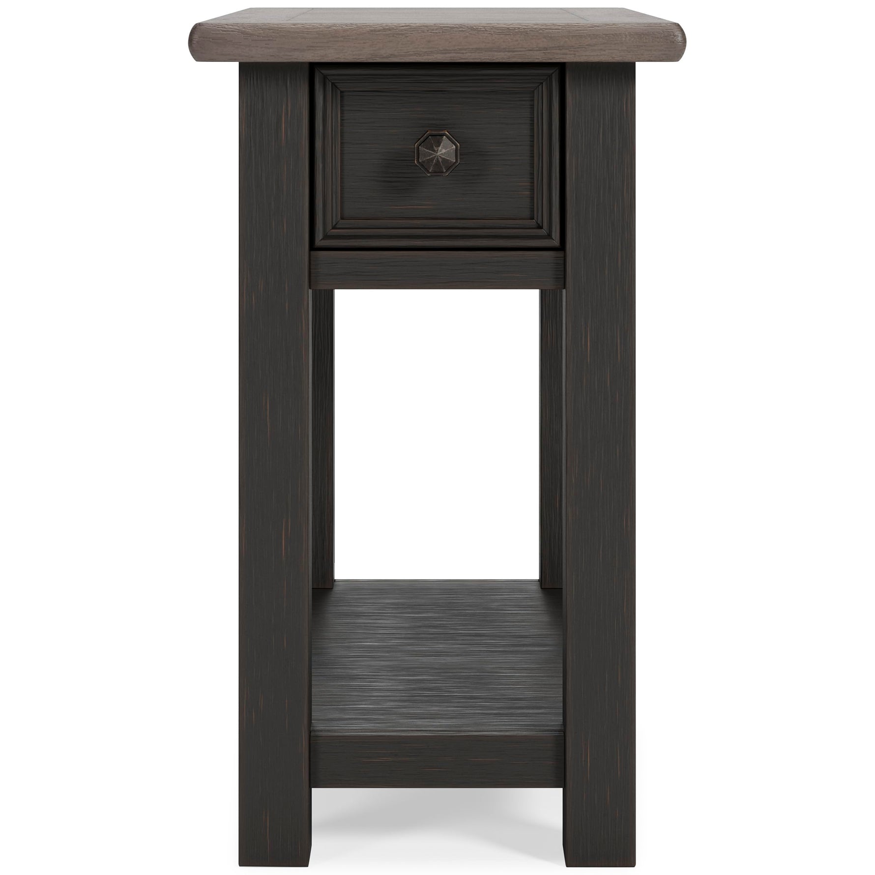 Signature Design by Ashley Bolanburg Chairside End Table With Charging Station, Two-Tone Wood Accent Table With Drawer Storage, Plank Top Design for Living Room or Bedroom, Antique White