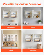 VEVOR Laundry Room Wall Cabinet, 2-Tier Wall Mounted Hanging Cabinet with Adjustable Shelf, Cupboard Storage with 2 Doors, for Kitchen, Bathroom, Laundry, 11.8 x 23.6 x 23.6 in (D x W x H), White