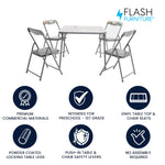 Flash Furniture Mindy Kids 5-Piece set Folding Square Table and Chairs Set for Daycare and Classrooms, Children's Activity Table and Chairs Set, Multicolor