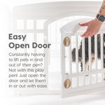 IRIS USA Dog Playpen with Door, 24” 4 Panel Pet Exercise Pen – Indoor Outdoor Puppy Play Pen, Portable Plastic Pet Fence for Small Medium Dogs, Foldable 35” x 35” x 24”, White