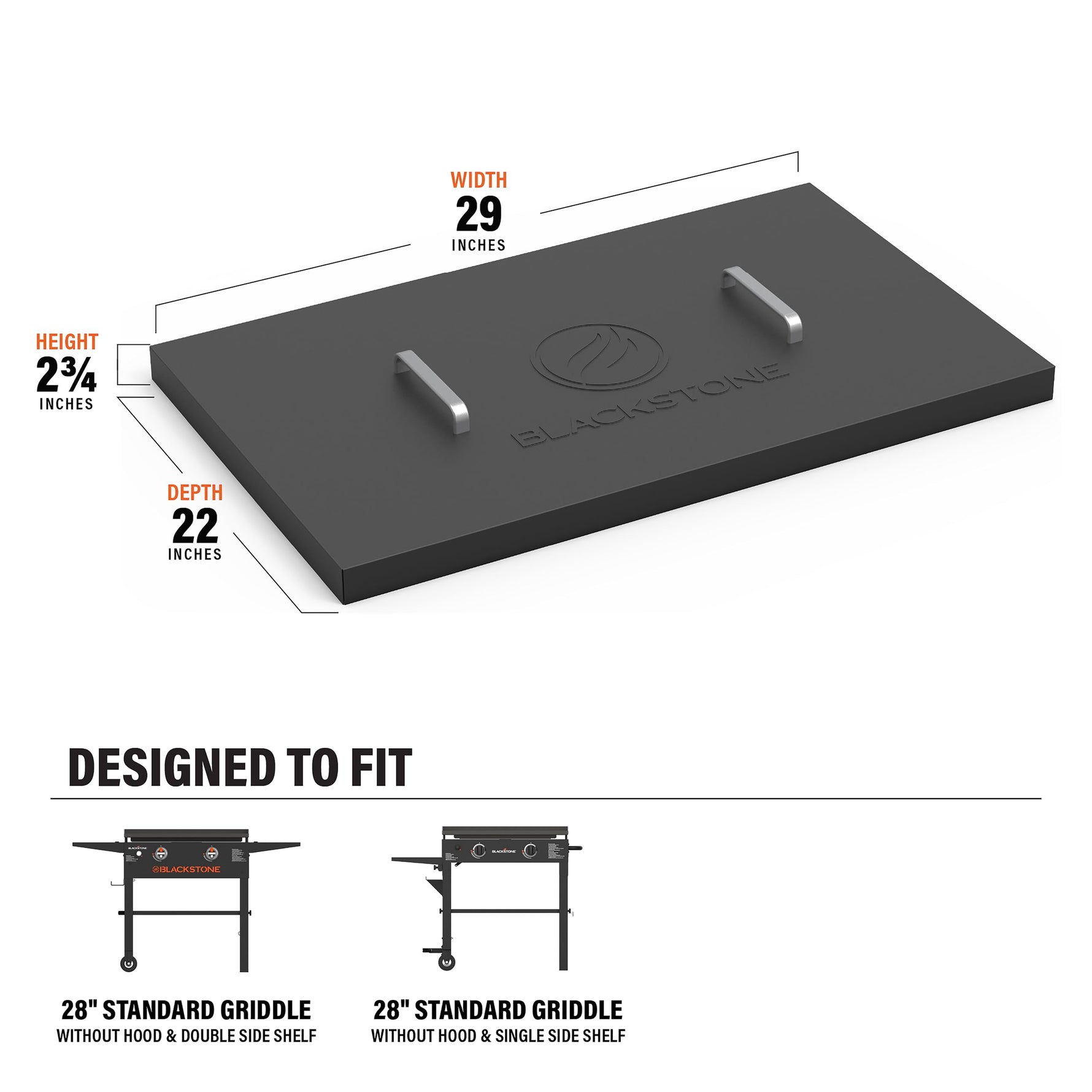 BLACKSTONE 5003 28” Griddle Hard Cover, Powder Coated Steel, Black