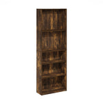 Furinno Jaya Book Shelf, 5-Tier Bookshelf, Bookcase with Adjustable Shelves, 9.5 x 24.5 x 71.2, for Organization and Storage, for Living Room, Bedroom, Home Office, Blackwood