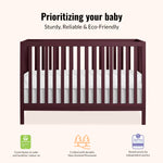 Dream On Me Synergy 5-in-1 Convertible Full-Size Baby Crib with Toddler, Day & Full Bed Conversion in White, GreenGuard Gold & BSA, 3 Mattress Heights, Sustainable Pinewood