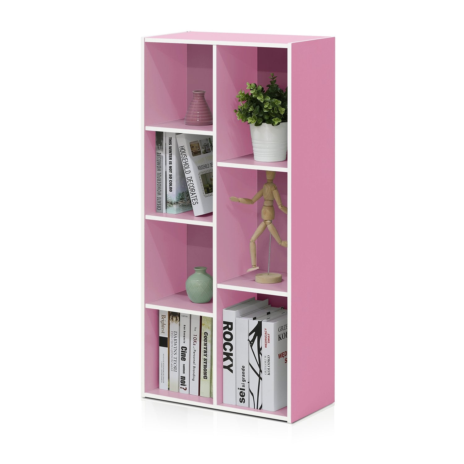 Furinno LUDER Book Shelf, 5-Cube Bookshelf, Reversible Bookcase, 9.4 x 19.5 x 31.5, Easy Assembly, for Living Room, Bedroom, Home Office, White