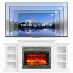 Naice 72" Electric Fireplace with Mantel and Cabinets, Fireplace TV Stand for Living Room Bedroom, Stacked Stone Surround and Remote Control 3D Realistic Flame, Black