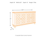Signature Design by Ashley Mirimyn Vintage 69" 4-Door Accent Cabinet with Mirrored Glass and 2 Adjustable Shelves, Antique Blue