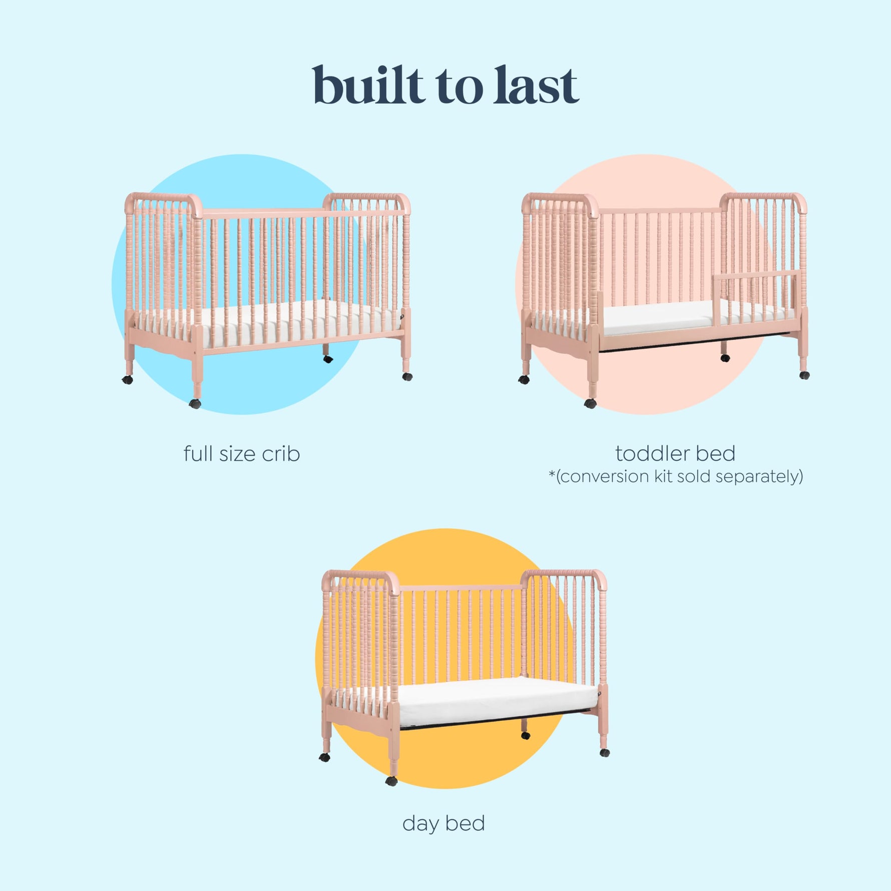daVinci Jenny Lind 3-in-1 Baby Crib Convertible to Toddler Bed, Daybed - Easy to Assemble - GREENGUARD Gold Certified - 4 Adjustable Mattress Heights, Conversion Kit Sold Separately - White