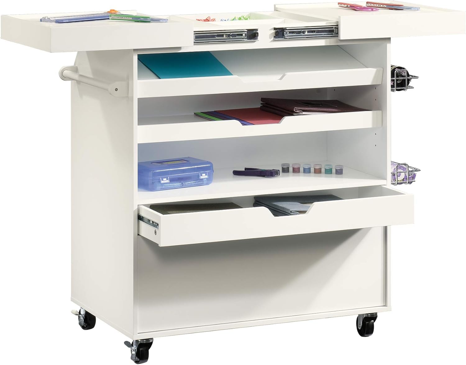 Sauder Craft Pro Series Craft Cart, Soft White finish