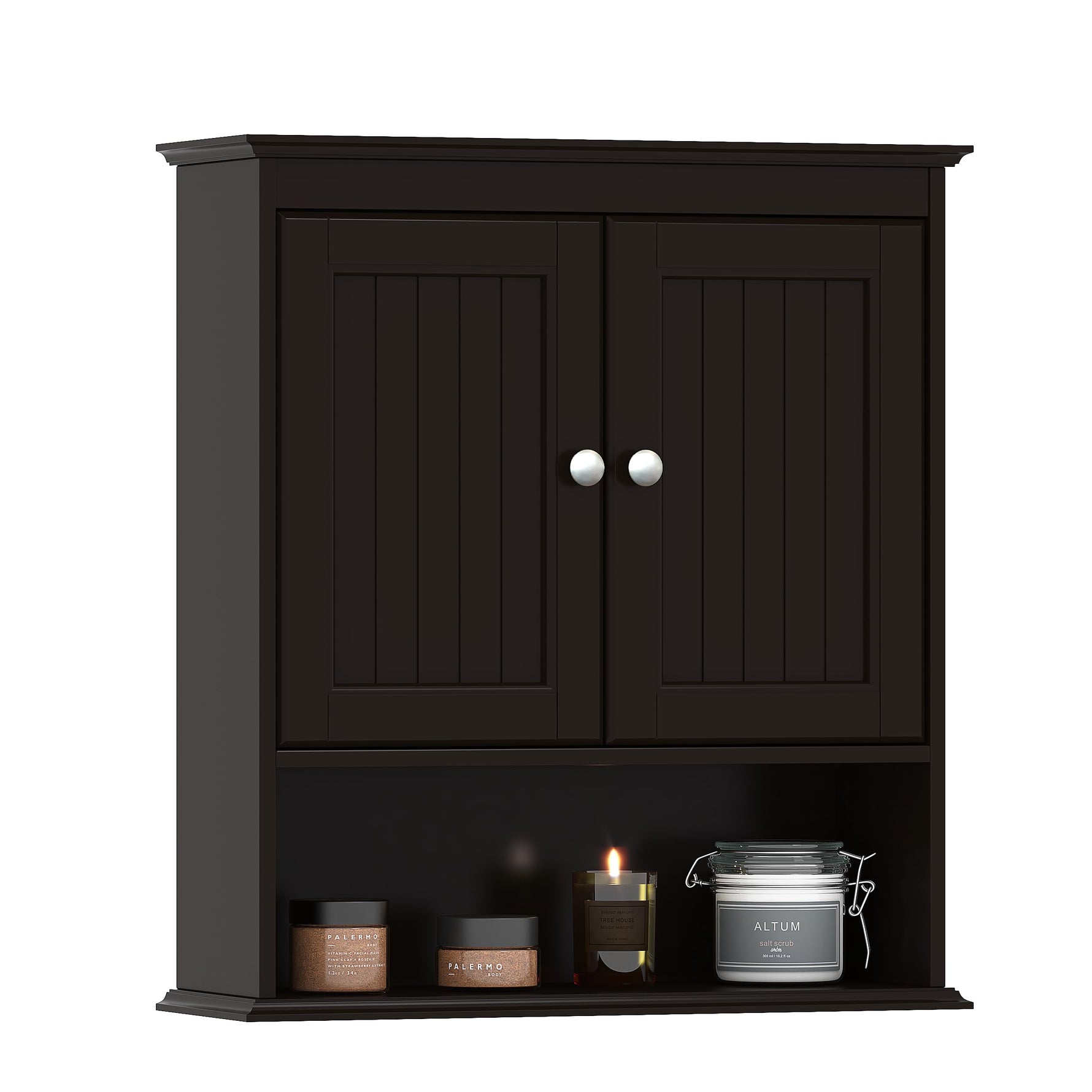Spirich Bathroom Cabinet Wall Mounted with Doors, Wood Hanging Cabinet with Doors and Shelves Over The Toilet, Bathroom Wall Cabinet White
