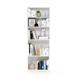 Furinno Jaya Book Shelf, 5-Tier Bookshelf, Bookcase with Adjustable Shelves, 9.5 x 24.5 x 71.2, for Organization and Storage, for Living Room, Bedroom, Home Office, Blackwood