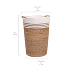 Seville Classics Premium Natural Handwoven Portable Laundry Bin Basket with Carrying Handles, Household Storage for Clothes, Linens, Sheets, Natural Water Hyacinth and Gray Rope, 3 Piece Set