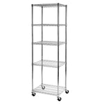 UltraDurable 5-Tier NSF Steel Wire Shelving, 48"W x 24"D x 76"H, Black | Heavy-duty commercial-grade solid steel wire storage rack featuring 800 pounds per shelf weight capacity