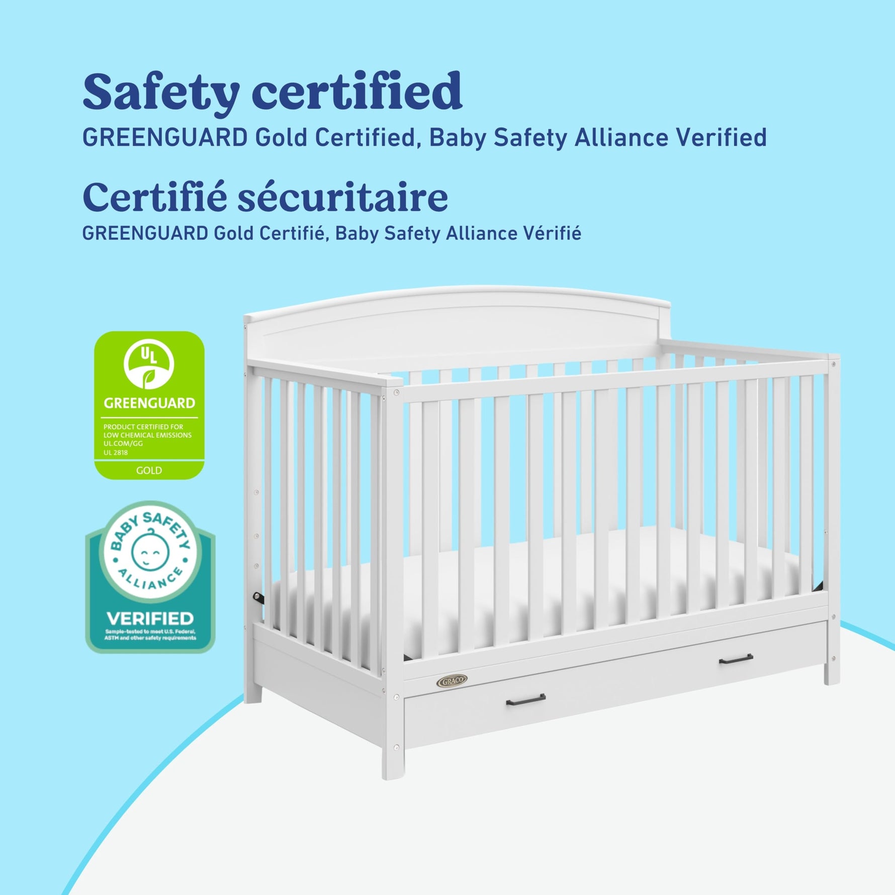 Graco Benton 5-in-1 Convertible Crib – GREENGUARD Gold Certified, Converts from Baby Crib to Toddler Bed, Daybed and Full-Size Bed, Fits Standard Full-Size Crib Mattress (White)