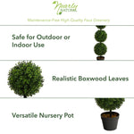Nearly Natural 36in Artificial Triple Ball Boxwood Topiary Tree - Indoor Outdoor Realistic Faux Greenery for Home Patio Office Decor, Low Maintenance