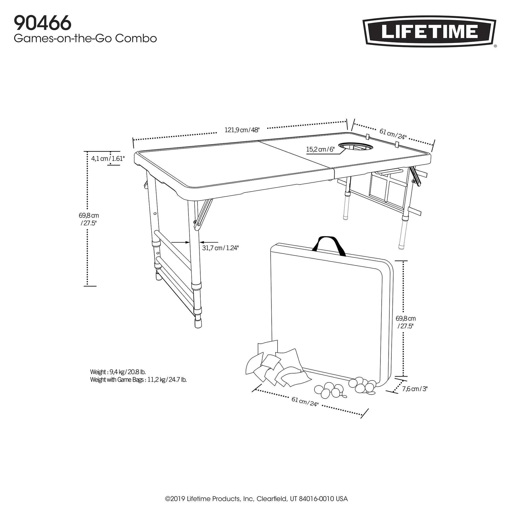 Lifetime Heavy Duty Cornhole, Ladder Golf Game and Table Combo Set