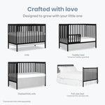 Dream On Me Synergy 5-in-1 Convertible Full-Size Baby Crib with Toddler, Day & Full Bed Conversion in White, GreenGuard Gold & BSA, 3 Mattress Heights, Sustainable Pinewood