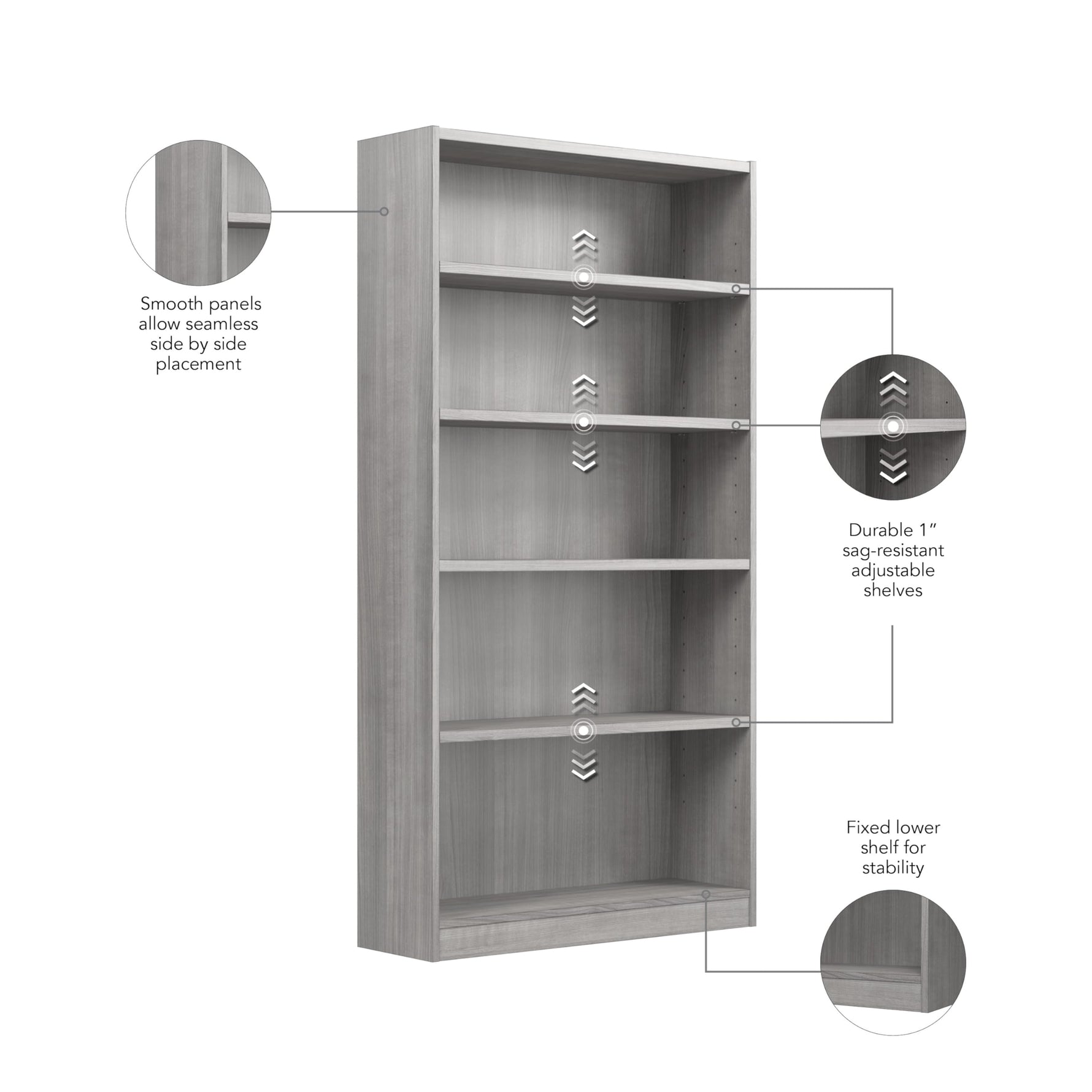 Bush Home Universal Small 2 Shelf Bookcase in Black, Low Storage and Display Bookshelf for Home Office or Living Room Organization