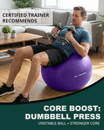 Trideer Exercise Ball for Yoga, Pilates & Fitness – Stability Ball Equipment for Home Gym & Office Chair, Core & Balance Training Accessories, Physical Therapy Equipment, Quick Pump Included, 5 Sizes