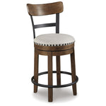 Signature Design by Ashley Valebeck Upholstered Swivel Stool, Cushioned Seat, Woven Fabric Upholstery, Wood, 24" H, Brown & Black