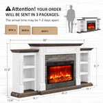 Naice 72" Electric Fireplace with Mantel and Cabinets, Fireplace TV Stand for Living Room Bedroom, Stacked Stone Surround and Remote Control 3D Realistic Flame, Black