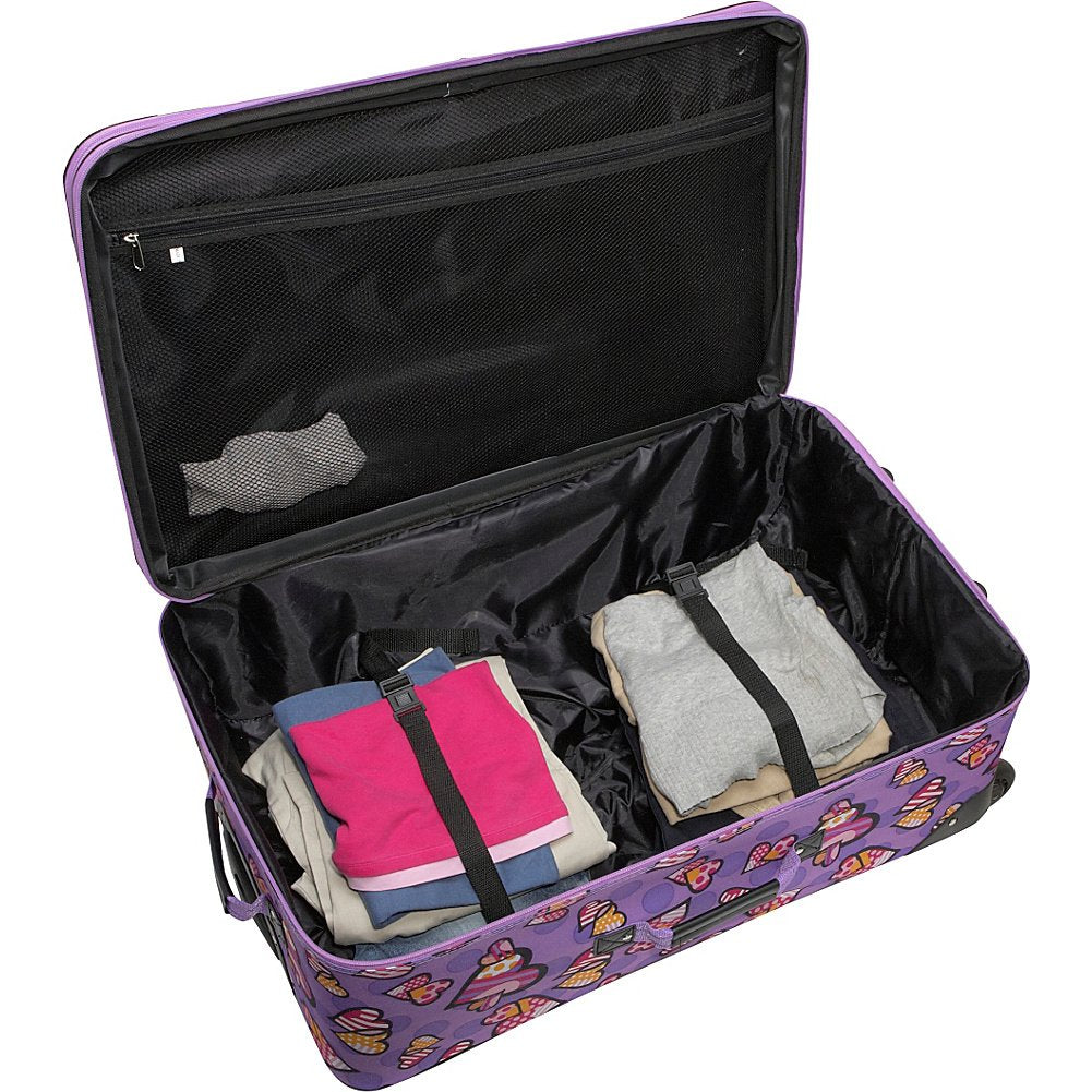 Rockland Fashion Softside 2 Piece Luggage Set, Expandable, (14" Tote/19" Upright), Purple