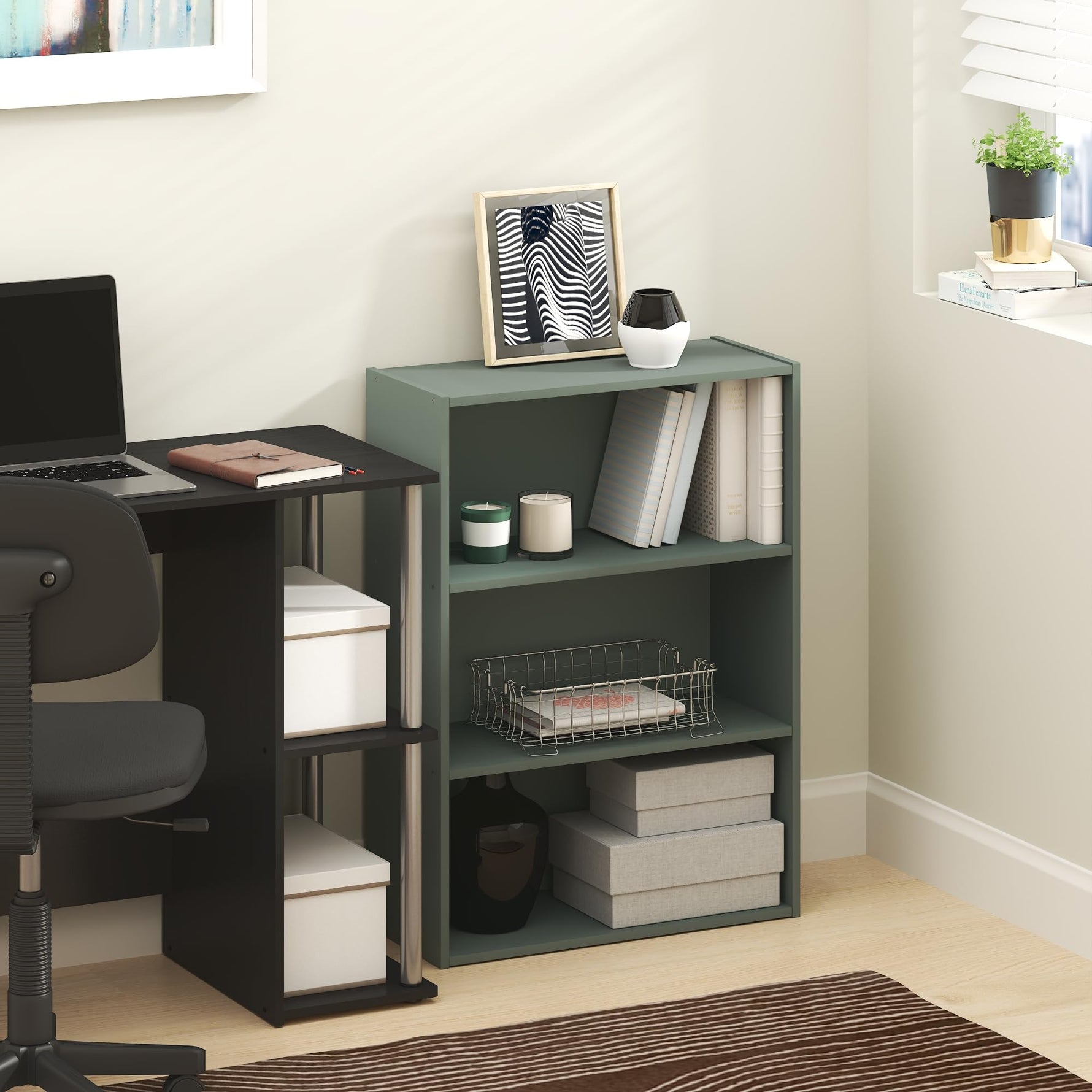 Furinno PASIR Book Shelf, 3-Tier Bookshelf, Storage Shelves Bookcase, 9.7 x 23.7 x 31.5, for Living Room, Bedroom, Home Office, Plain White
