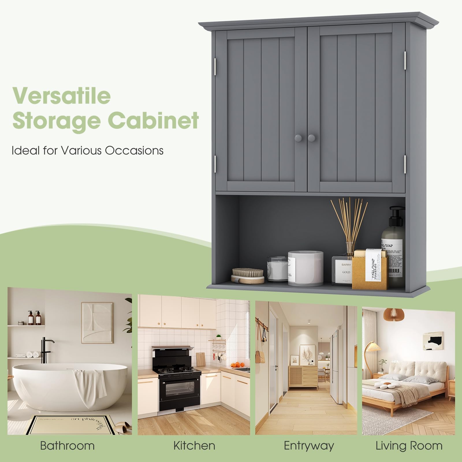 28" H x 23.5" W Wall Mount Medicine Cabinets with Adjustable Shelf and 2-Door for Bathroom Laundry Living Room